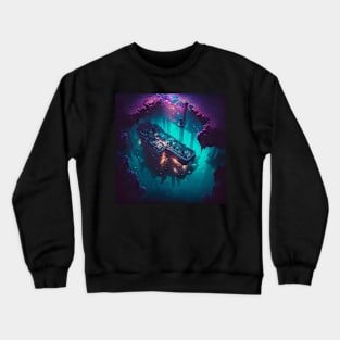 Cyberpunk Coral Cave City Crewneck Sweatshirt